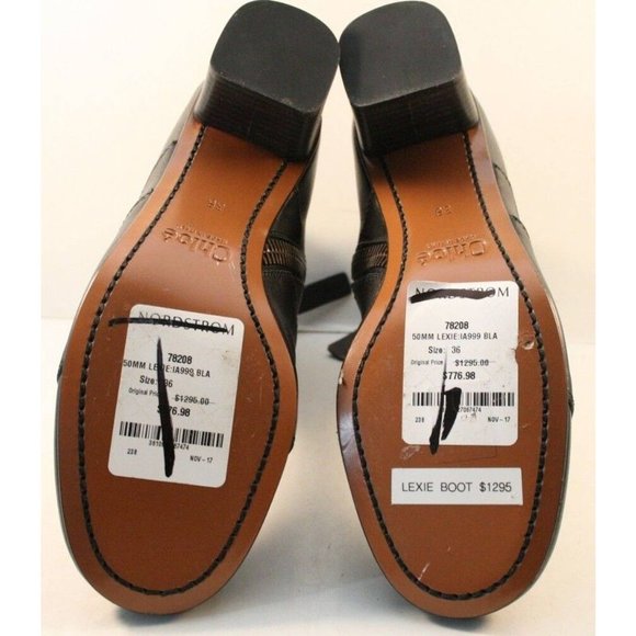 Chloé Black Leather Lexie Ankle Booties Womens Size EUR 36M - Picture 8 of 10